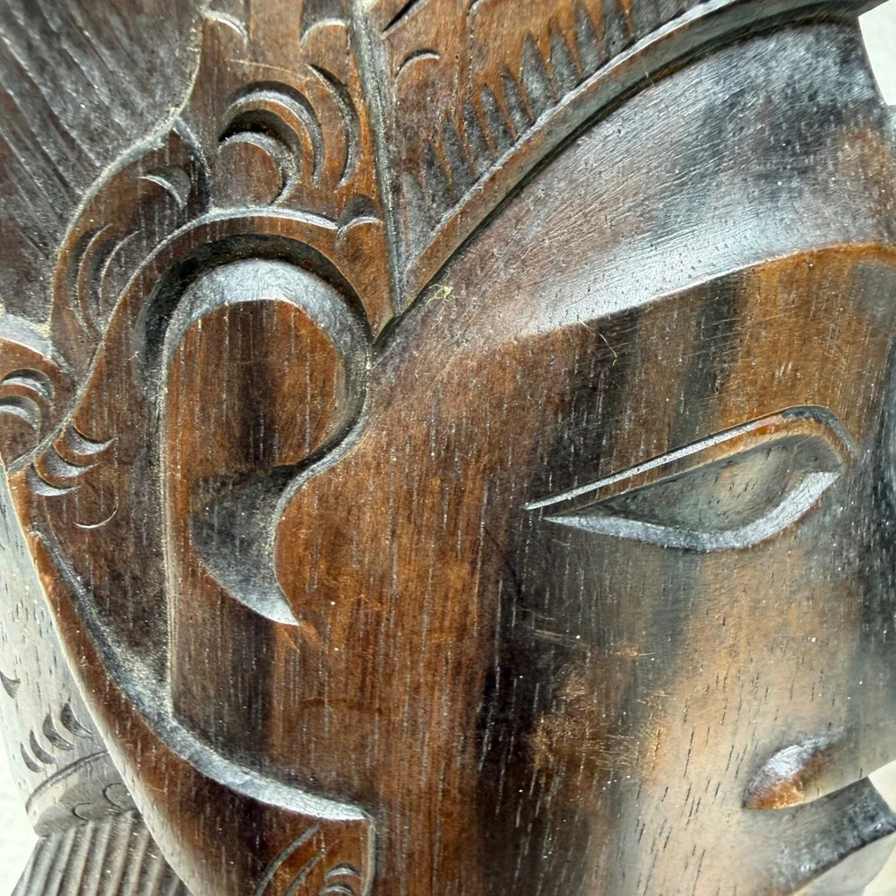 Vintage Hand Carved Wood Balinese Romantic Couple Wall Art Plaque‎ Sculpture 12